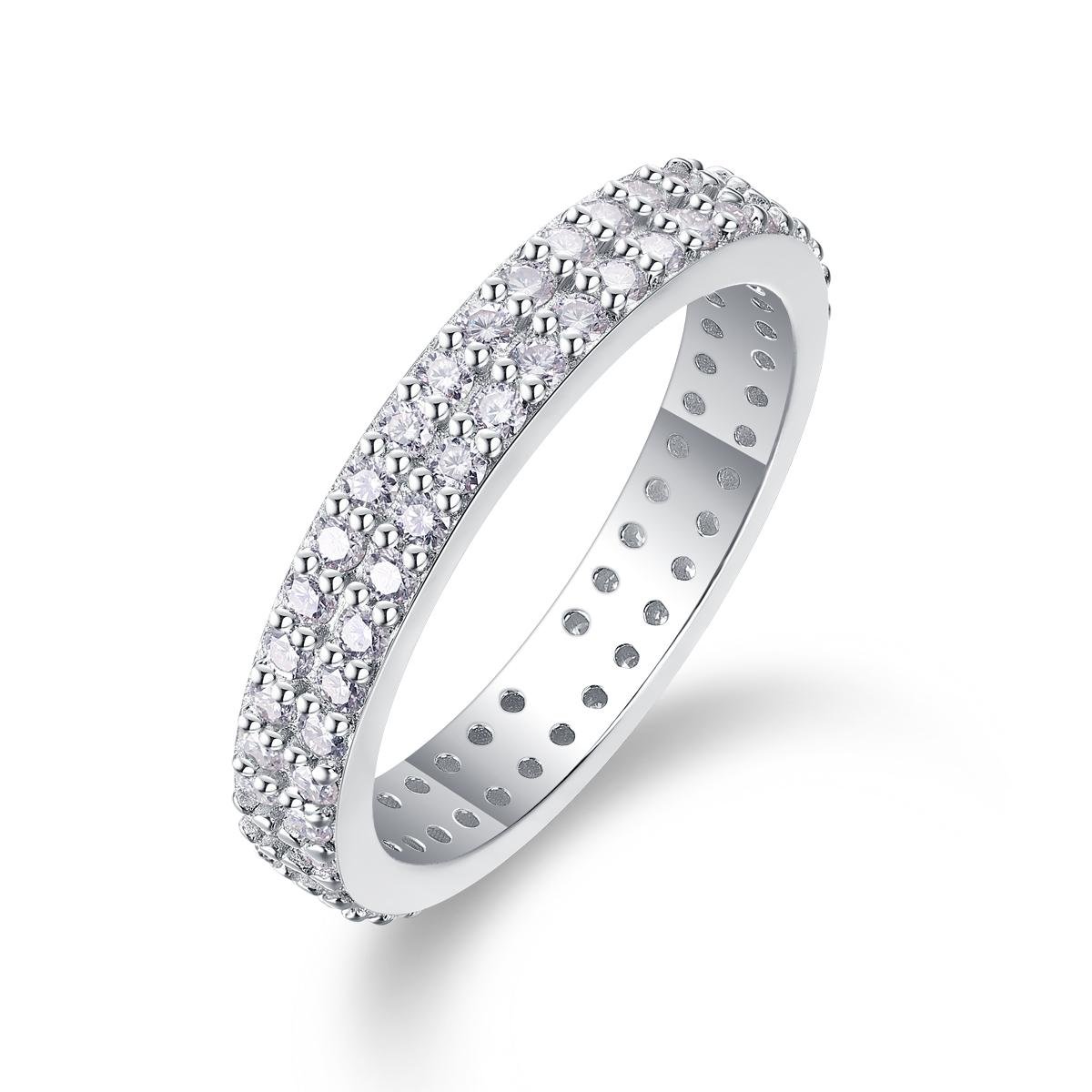 Fifty8 Moissanite Eternity Band Ring, 925 Sterling Silver, Starlight