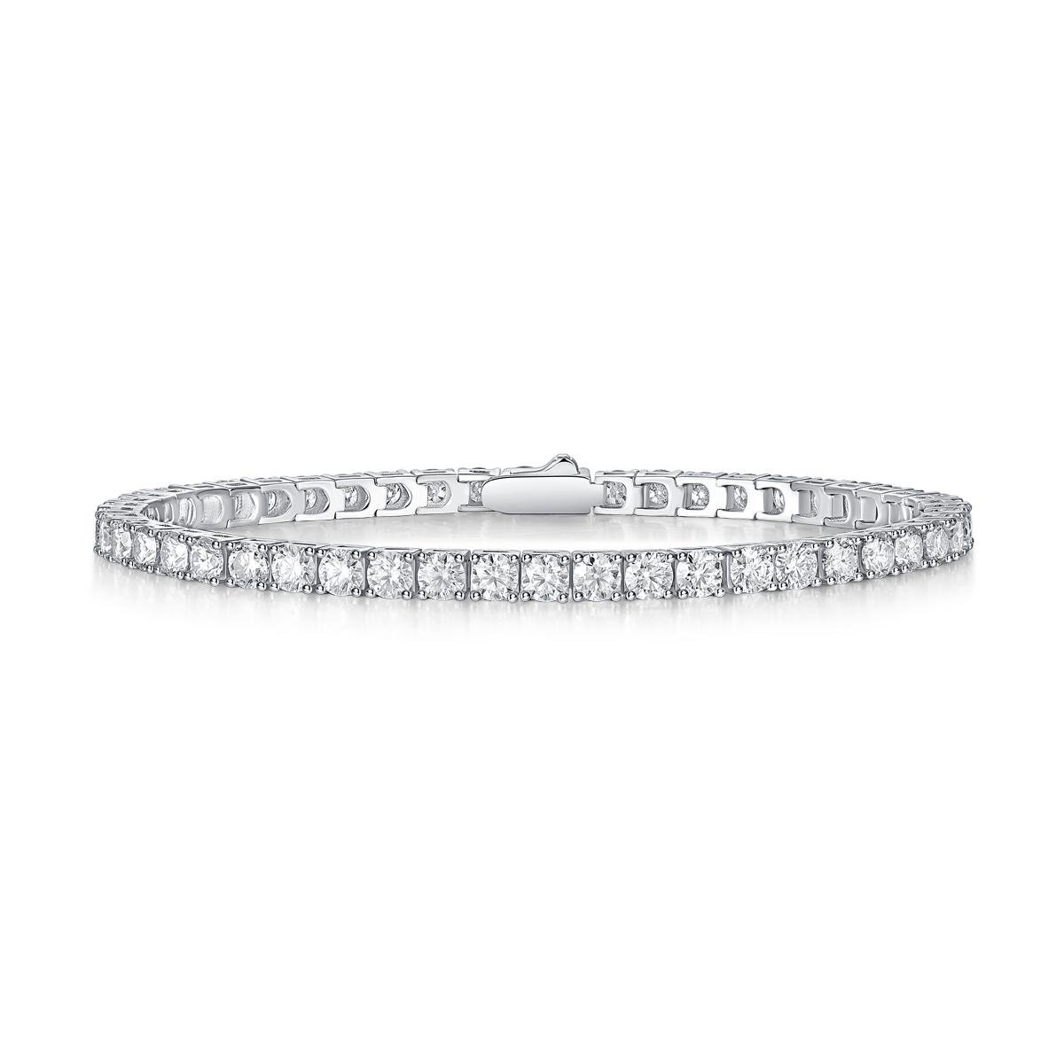 Fifty8 Moissanite Bracelet, 925 Sterling Silver, Round Stone Band, Unique