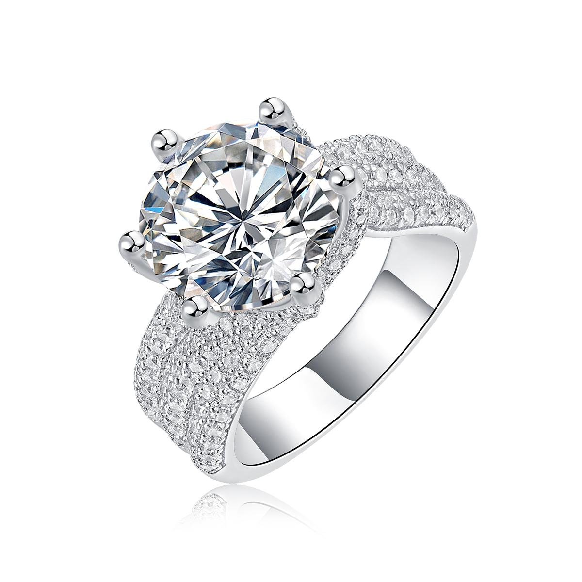 Fifty8 5ct DEW Square Moissanite Ring, 925 Sterling Silver, Eternal Promise