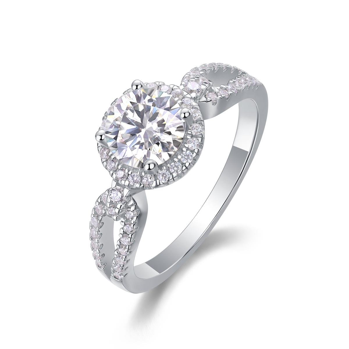 Fifty8 Round Moissanite Ring, 925 Sterling Silver, Cubic Zirconia Pave, Understanding