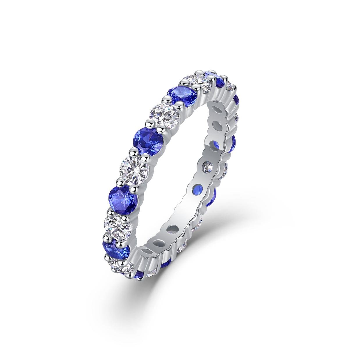 Fifty8 Blue Moissanite and Cubic Zirconia Ring, 925 Sterling Silver, Glimmering Shadow