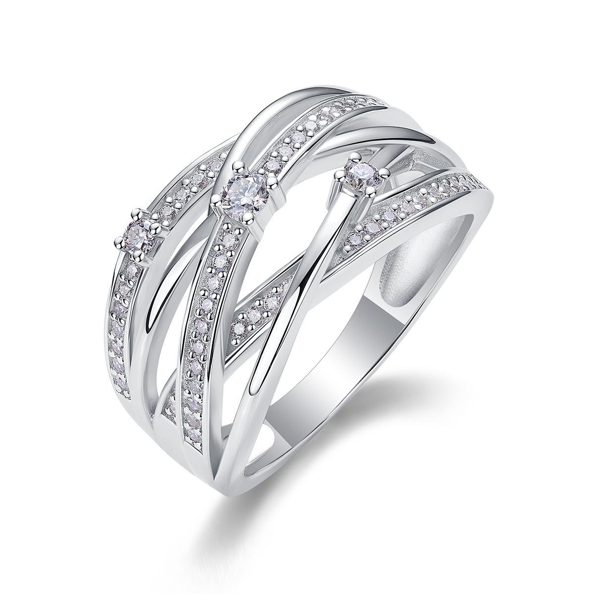 Fifty8 Moissanite Woven Design Ring, 925 Sterling Silver, Radiant Shine