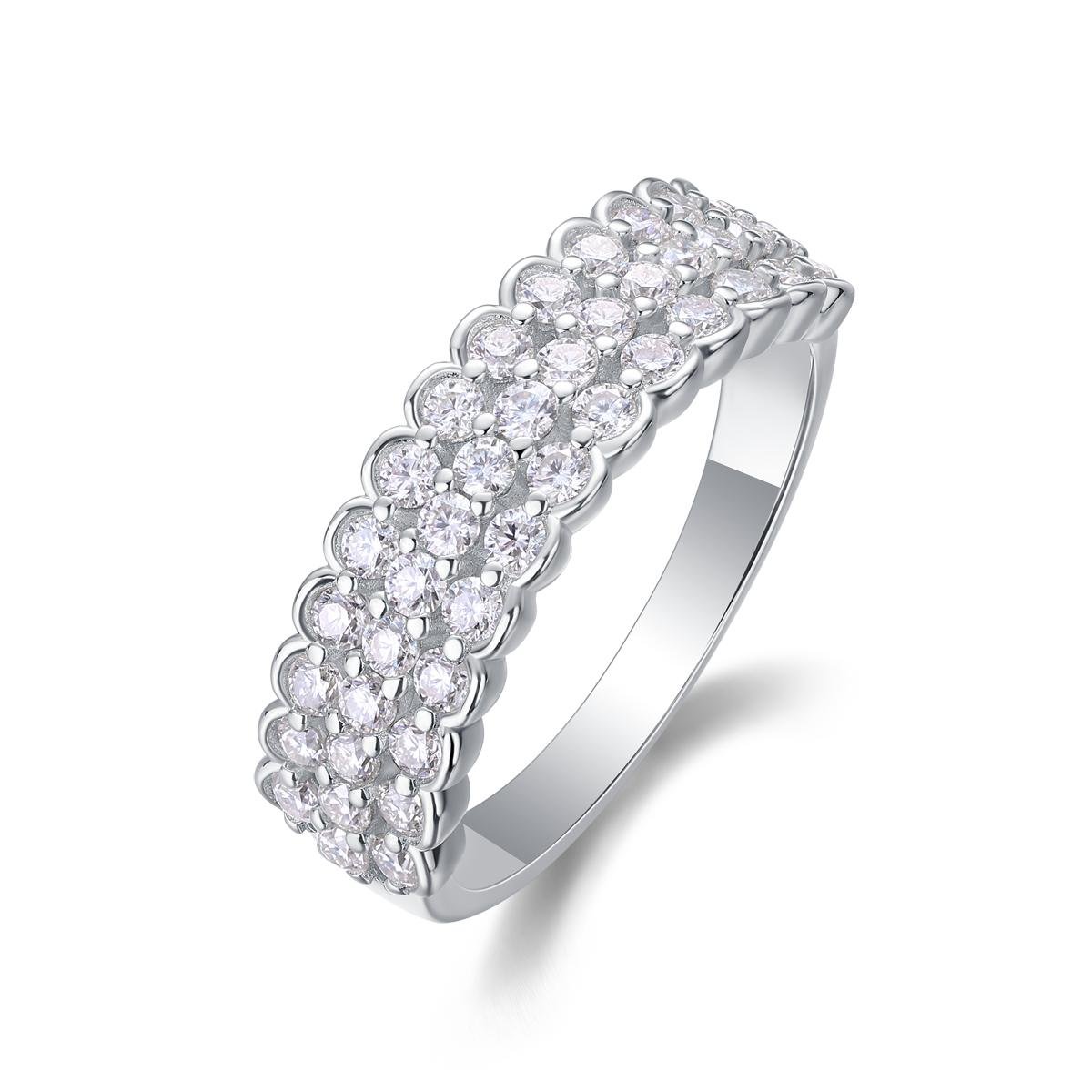 Fifty8 Moissanite Pave Band Ring, 925 Sterling Silver, Poetry Elegance