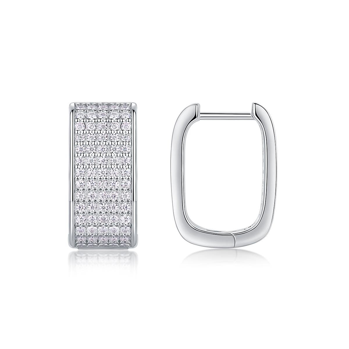 Fifty8 Moissanite Pave Huggie Earrings, 925 Sterling Silver, Starlight Terrace