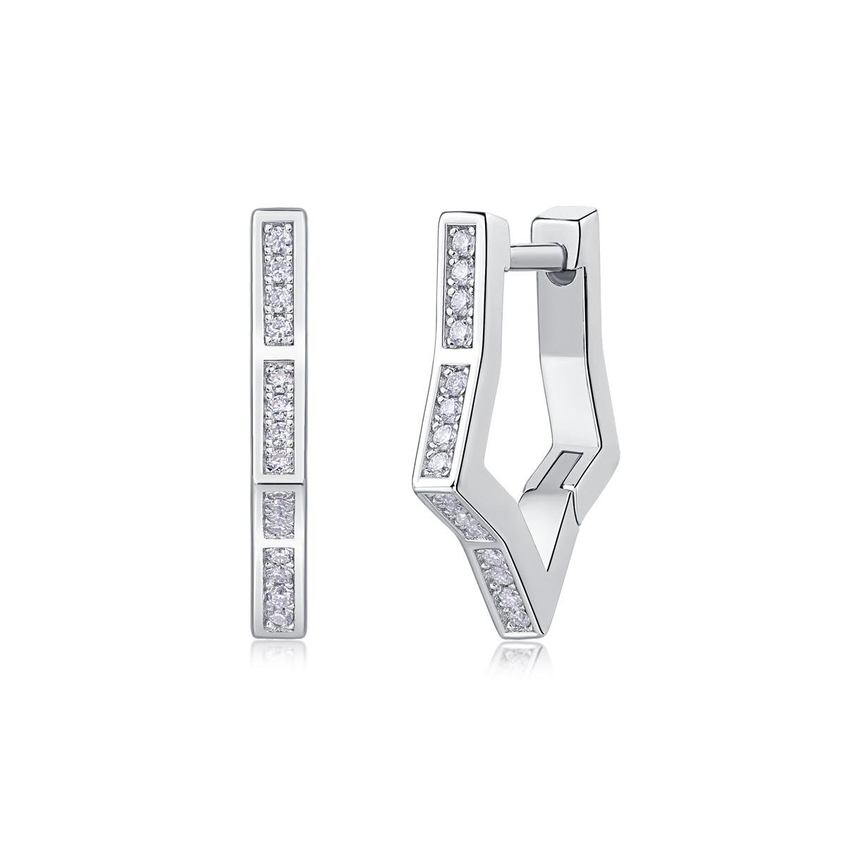 Fifty8 Moissanite Channel Set Huggie Earrings, 925 Sterling Silver, Starry River