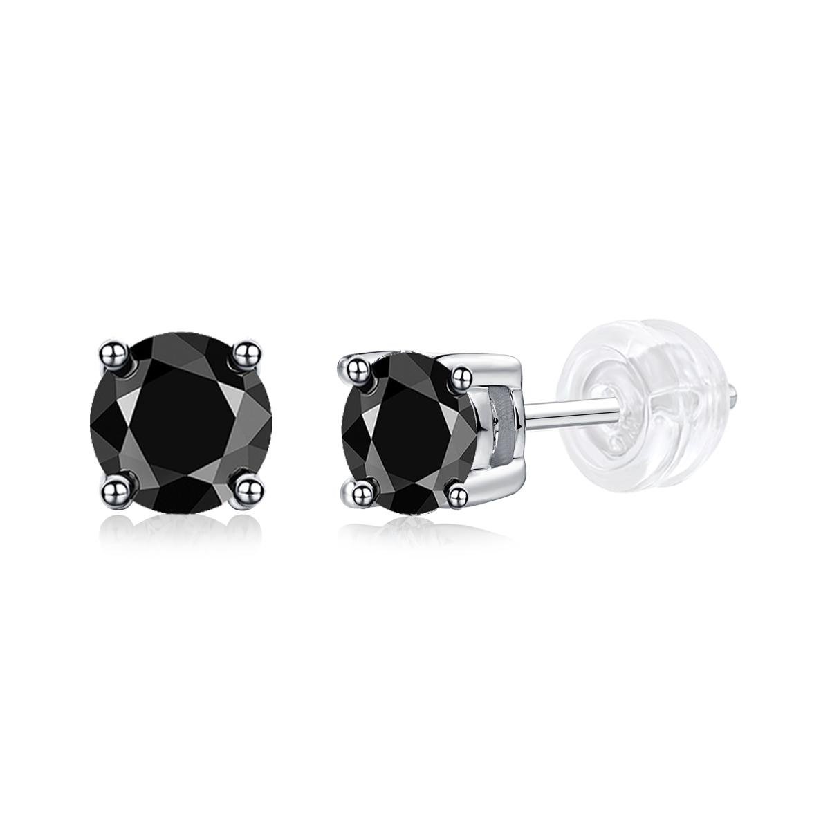 Fifty8 5mm Round Moissanite Stud Earrings, 925 Sterling Silver, Pure Love