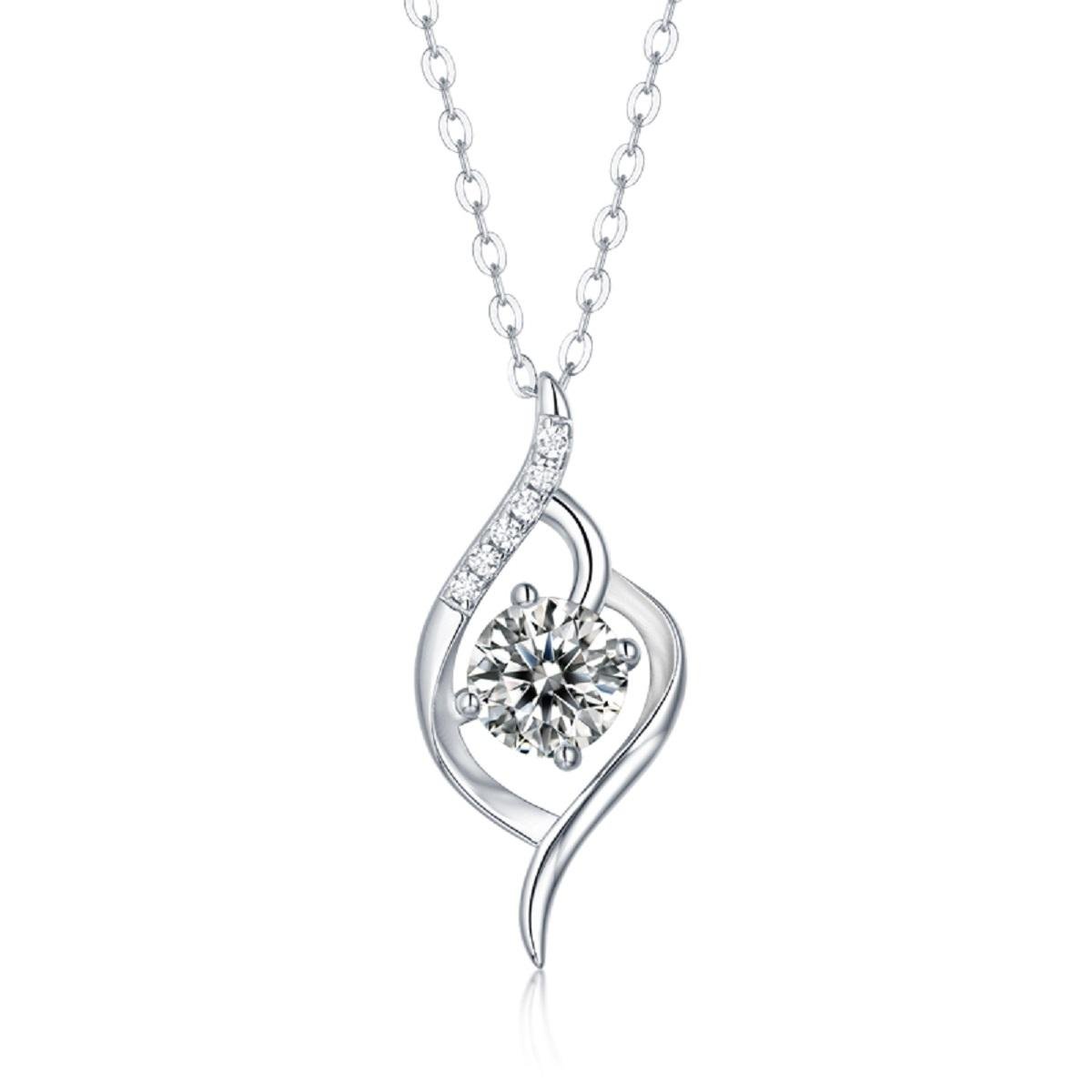Fifty8 1ct DEW Moissanite Heart Pendant Necklace, 925 Sterling Silver, Charm the City