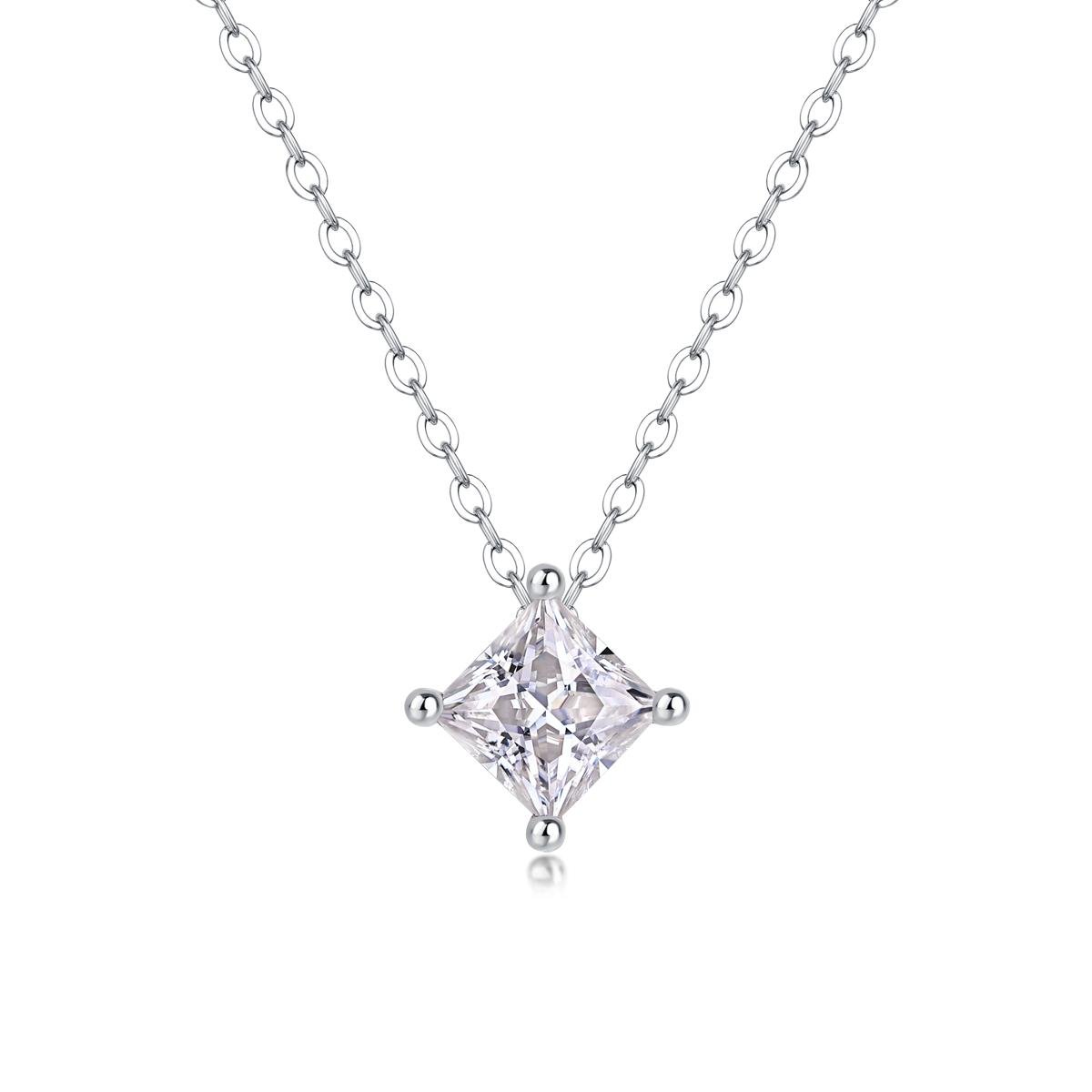Fifty8 Round Moissanite Solitaire Pendant Necklace, 925 Sterling Silver, Together Forever