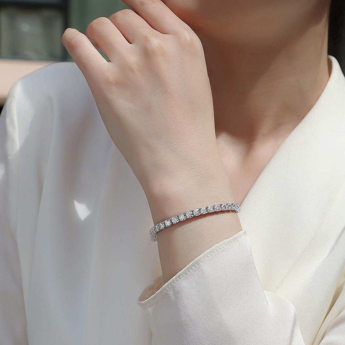 Fifty8 Moissanite Pave Bracelet, 925 Sterling Silver, Gravitational Pull