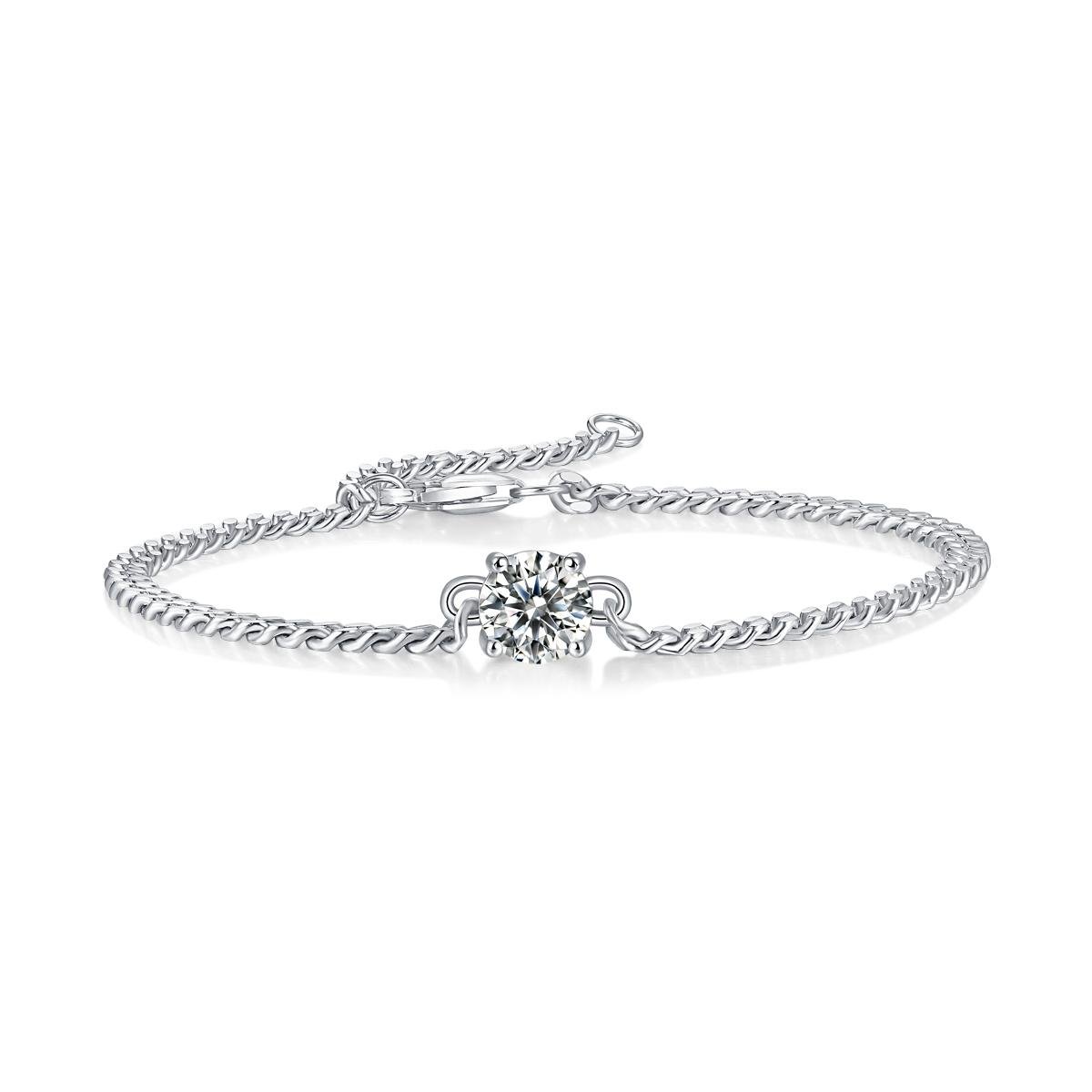 Fifty8 1ct DEW Moissanite Twisted Design Bracelet, 925 Sterling Silver, Promise of Dawn