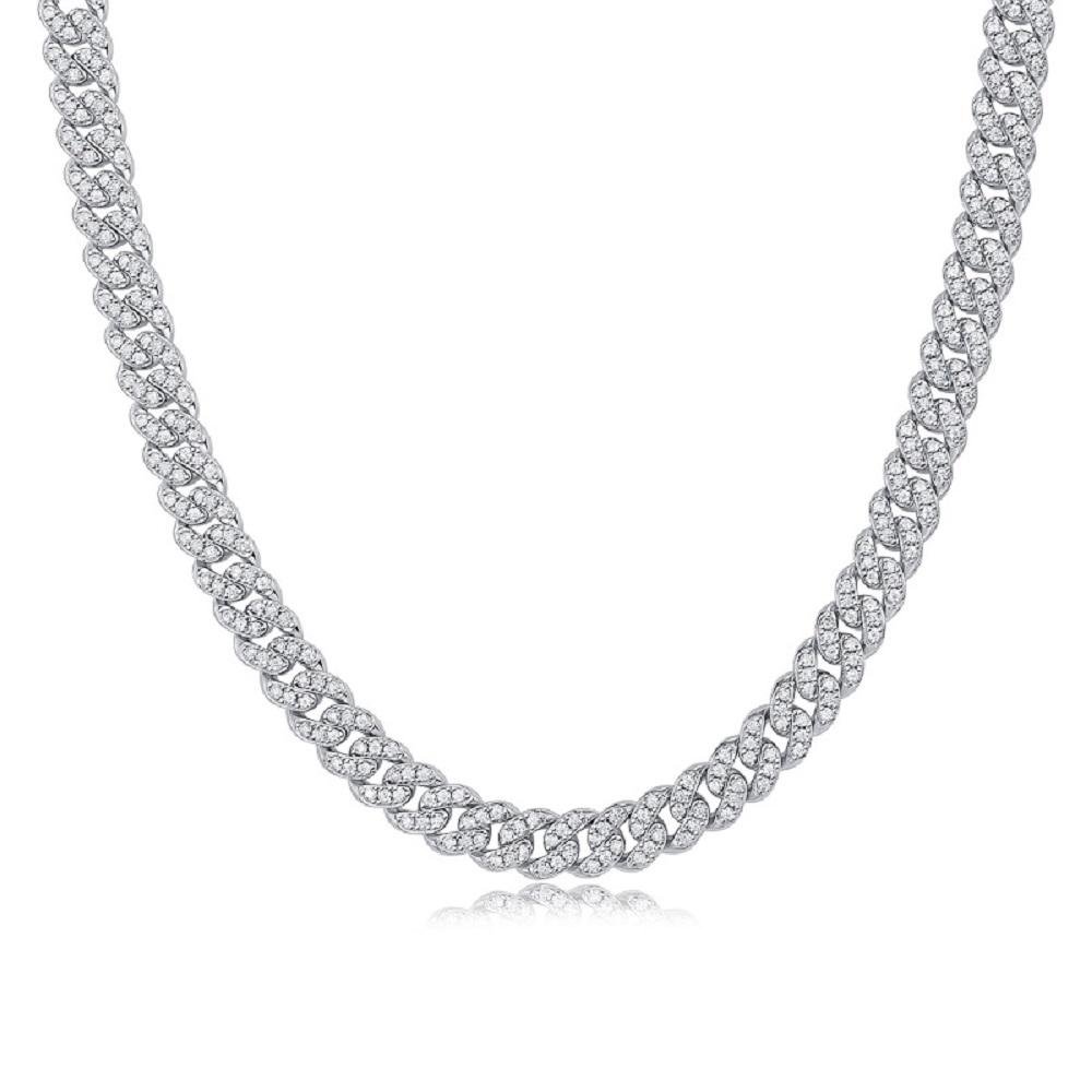 Fifty8 Moissanite Pave Necklace, 925 Sterling Silver, Vibrant Light, 50 or 55cm