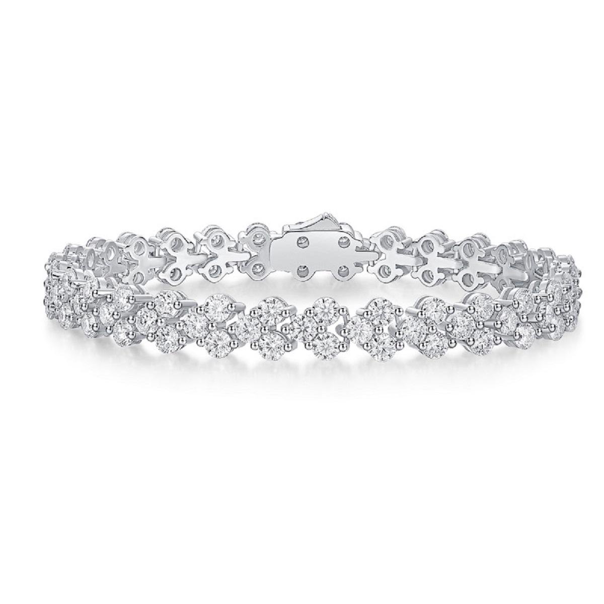 Fifty8 Moissanite Pave Bracelet, 925 Sterling Silver, 17cm, Carnival