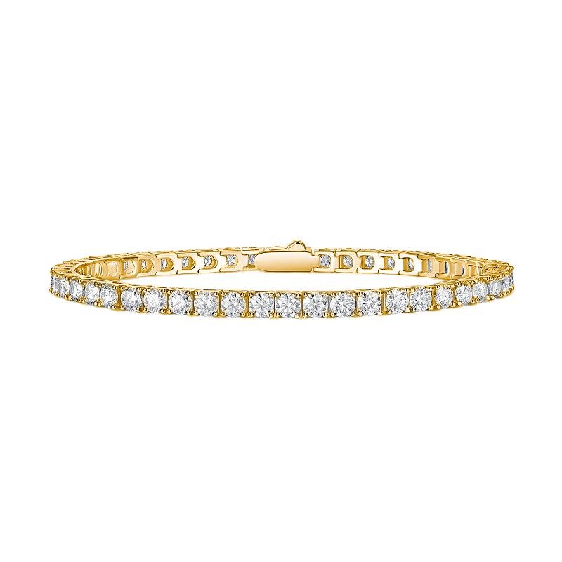 Fifty8 Gold Tone Moissanite Pave Bracelet, 925 Sterling Silver, Gravitational Pull