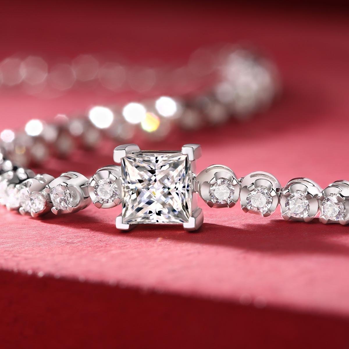 Fifty8 Moissanite Cube Design Bracelet, 925 Sterling Silver, Magic Cube